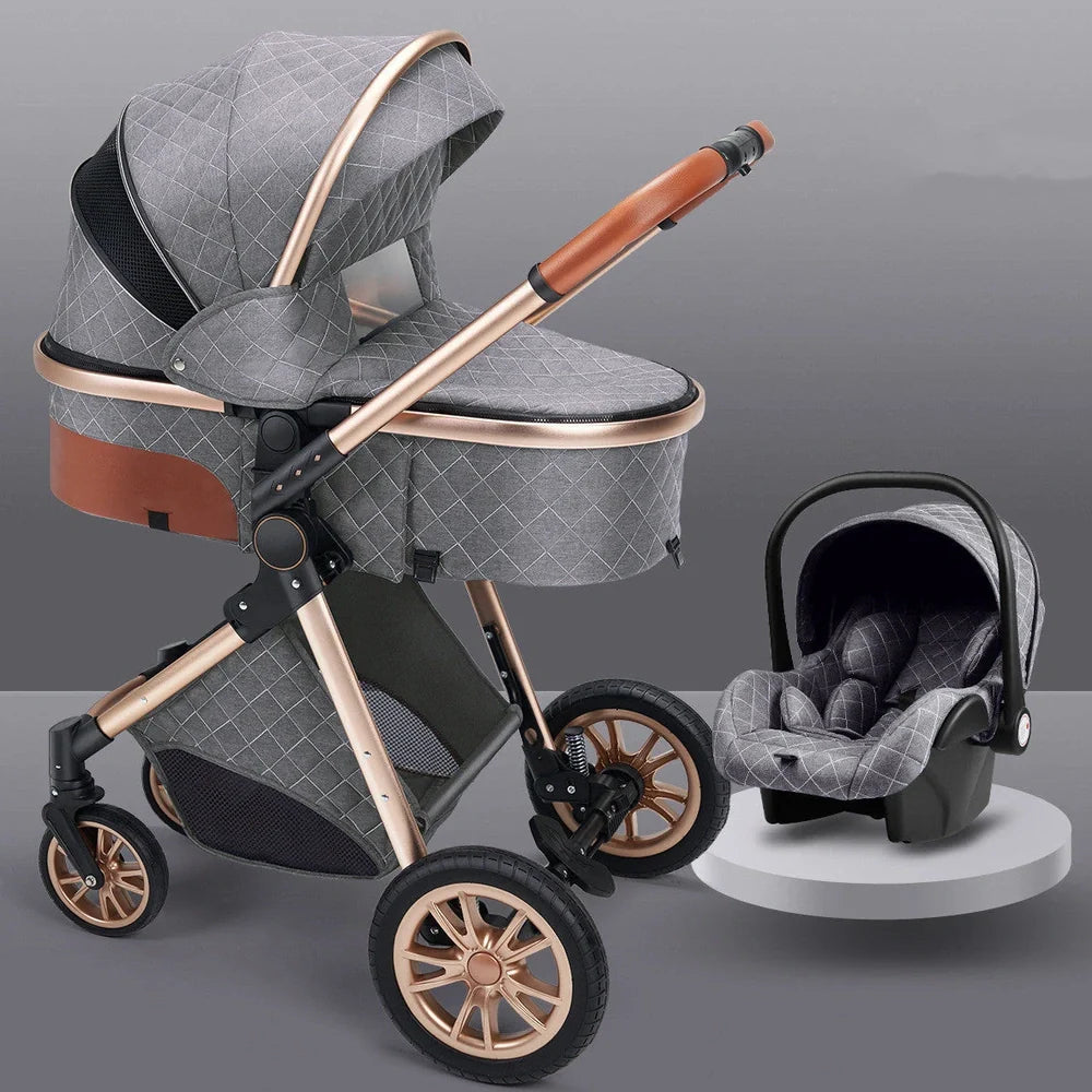Lightweight folding baby stroller in black tube grey with shock absorbers, 32x60x71cm folded, for 0-3 years newborns