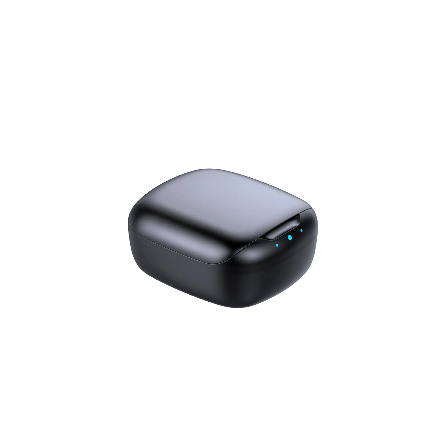 Black and white TWS Bluetooth headphones with USB charging case showing wireless earbuds