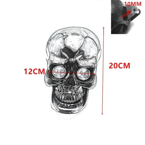 A spooky and stylish LED motorcycle headlight in the shape of a resin skull, perfect for Halloween or adding a unique touch to your daily ride.