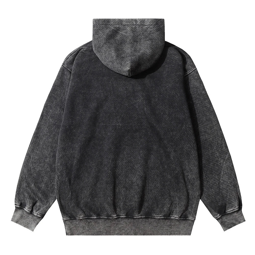 A brown cotton pullover hoodie with an embroidered letter patch design, perfect for casual and comfortable fall fashion.