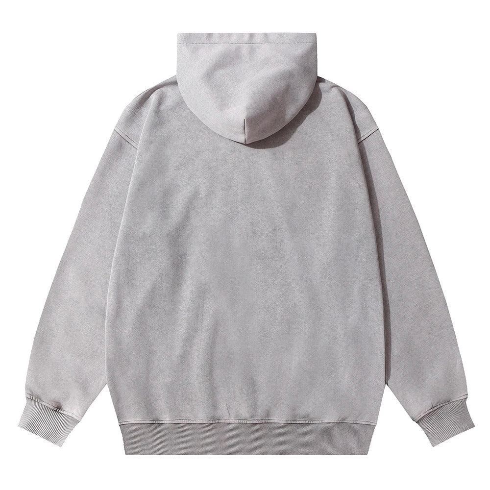 A brown cotton pullover hoodie with an embroidered letter patch design, perfect for casual and comfortable fall fashion.