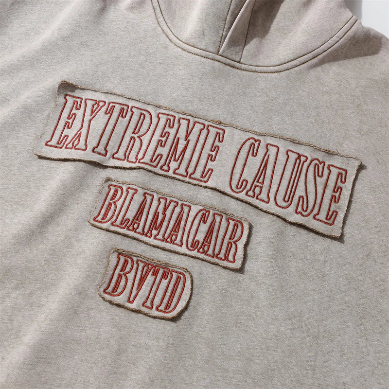 Hhomeenjoy Letter Patch Embroidered Decorative Hoodie