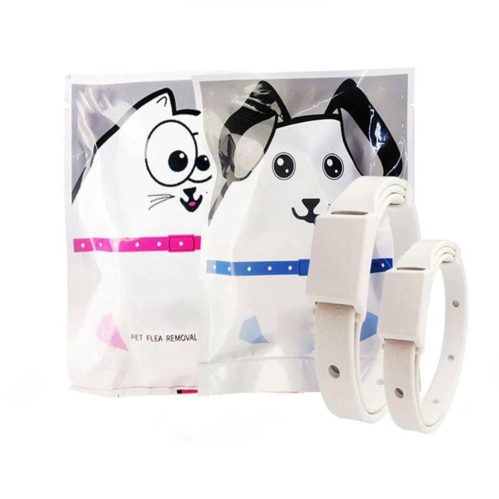 An 8-month protection anti-flea and tick collar for small cats and dogs, designed with adjustable and water-resistant features for pet safety and comfort.