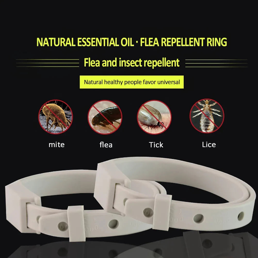 An 8-month protection anti-flea and tick collar for small cats and dogs, designed with adjustable and water-resistant features for pet safety and comfort.