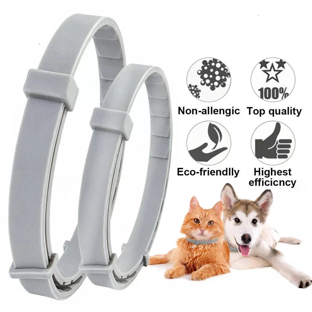 An 8-month protection anti-flea and tick collar for small cats and dogs, designed with adjustable and water-resistant features for pet safety and comfort.