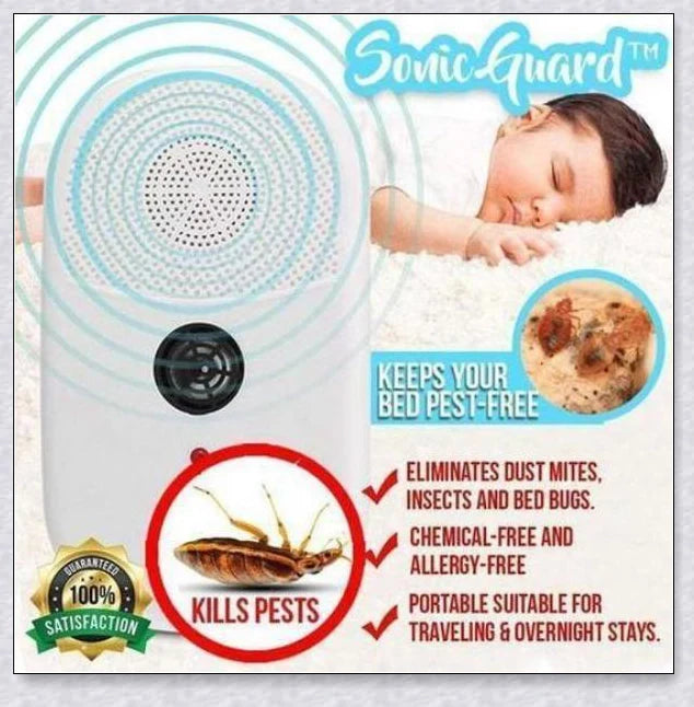 SonicGuard Dust Mite and Bed Bug Killer Device - Ultrasonic Pest Control Solution for Allergy-Free Home Protection