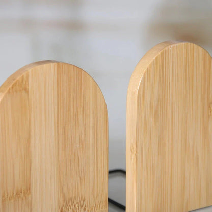Natural Bamboo Desktop Organizer and Bookend with Elegant Finish and Vertical Storage
