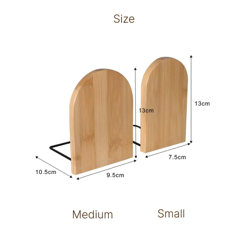 Natural Bamboo Desktop Organizer and Bookend with Elegant Finish and Vertical Storage