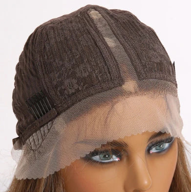 High-quality high-temperature fiber chemical fiber hair forehead wig for women in gradient gold color