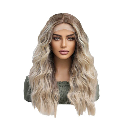 High-quality high-temperature fiber chemical fiber hair forehead wig for women in gradient gold color