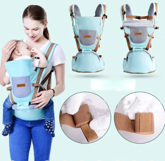 Ergonomic baby carrier made with premium materials, featuring adjustable straps and breathable panels for comfortable and hands-free parenting