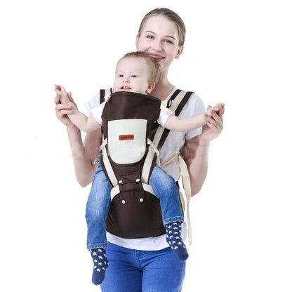 Ergonomic baby carrier made with premium materials, featuring adjustable straps and breathable panels for comfortable and hands-free parenting