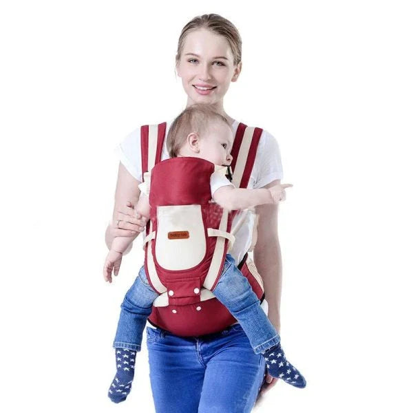 Ergonomic baby carrier made with premium materials, featuring adjustable straps and breathable panels for comfortable and hands-free parenting