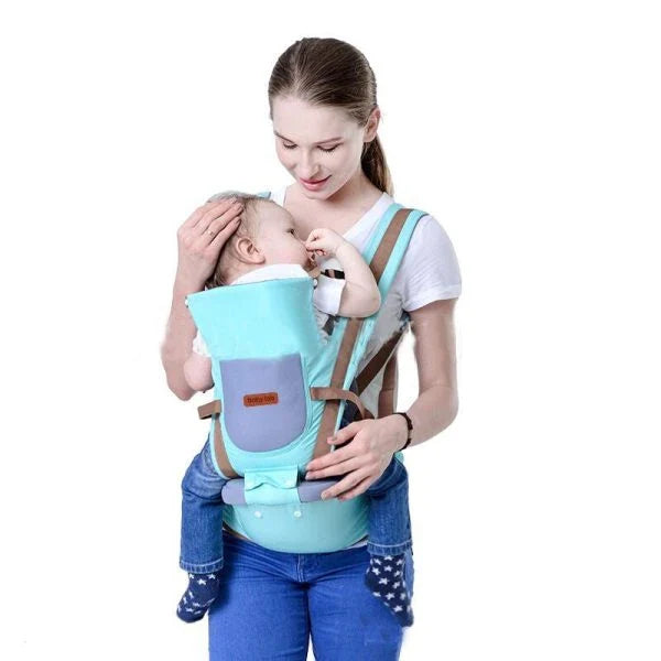 Ergonomic baby carrier made with premium materials, featuring adjustable straps and breathable panels for comfortable and hands-free parenting