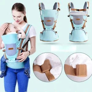 Ergonomic baby carrier made with premium materials, featuring adjustable straps and breathable panels for comfortable and hands-free parenting