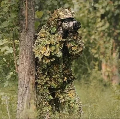 Premium Ghillie Camouflage Camo Suit with realistic 3D foliage for superior concealment in outdoor activities