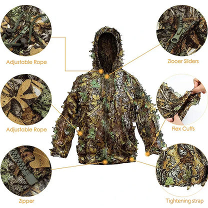 Premium Ghillie Camouflage Camo Suit with realistic 3D foliage for superior concealment in outdoor activities