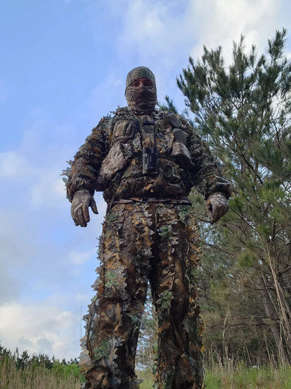 Premium Ghillie Camouflage Camo Suit with realistic 3D foliage for superior concealment in outdoor activities