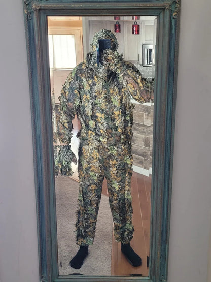 Premium Ghillie Camouflage Camo Suit with realistic 3D foliage for superior concealment in outdoor activities