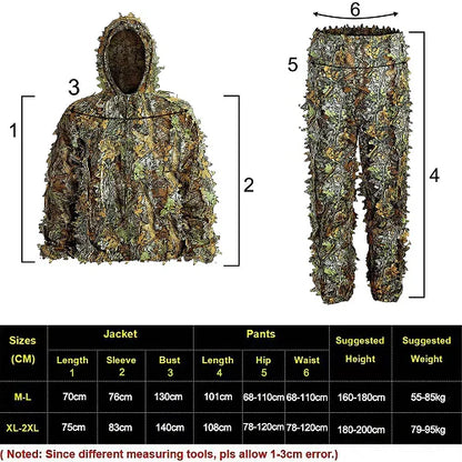 Premium Ghillie Camouflage Camo Suit with realistic 3D foliage for superior concealment in outdoor activities