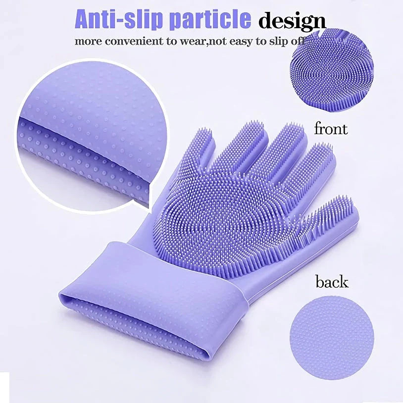 Pet Grooming Silicone Gloves - Soft, Eco-Friendly Gloves with Brush Heads for Effective Pet Grooming