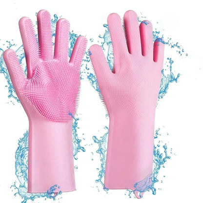 Pet Grooming Silicone Gloves - Soft, Eco-Friendly Gloves with Brush Heads for Effective Pet Grooming