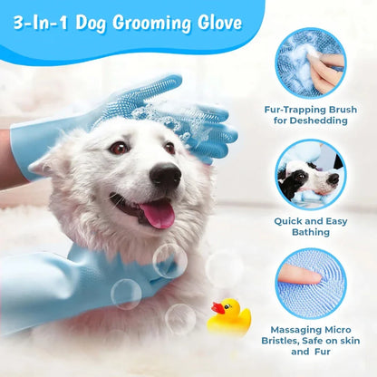 Pet Grooming Silicone Gloves - Soft, Eco-Friendly Gloves with Brush Heads for Effective Pet Grooming