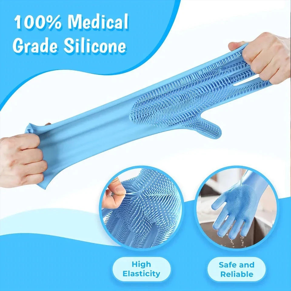 Pet Grooming Silicone Gloves - Soft, Eco-Friendly Gloves with Brush Heads for Effective Pet Grooming