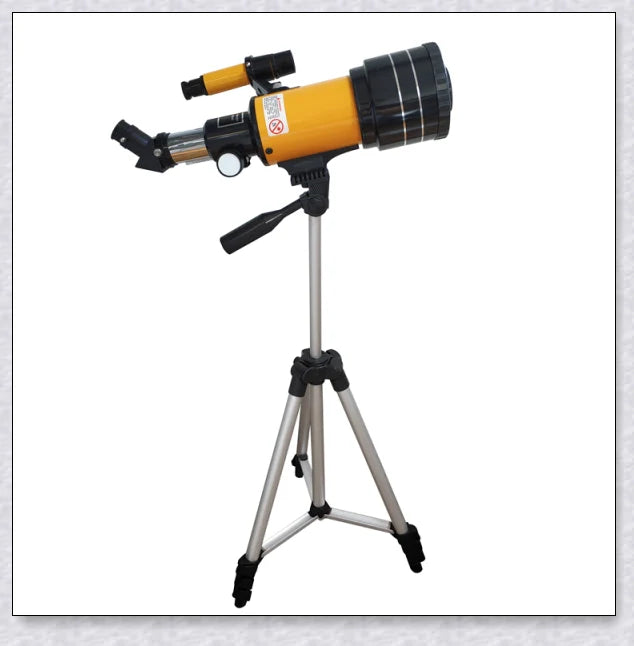 Professional astronomical telescope with adjustable tripod, Barlow lens, and eyepieces for clear, high-resolution views of the night sky
