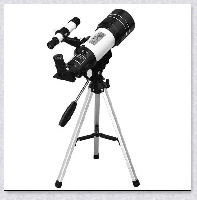 Professional astronomical telescope with adjustable tripod, Barlow lens, and eyepieces for clear, high-resolution views of the night sky