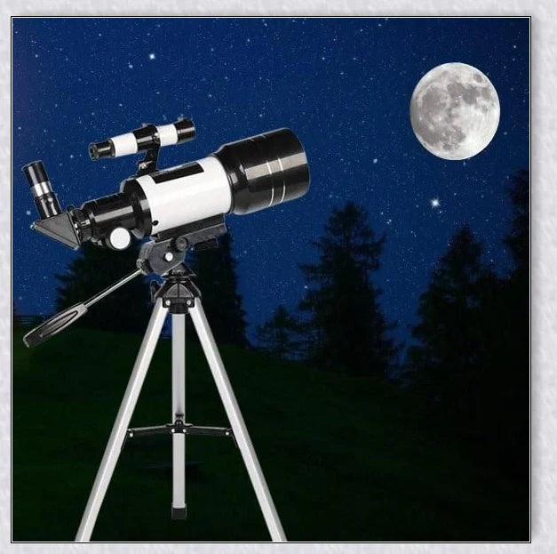 Professional astronomical telescope with adjustable tripod, Barlow lens, and eyepieces for clear, high-resolution views of the night sky