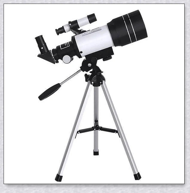 Professional astronomical telescope with adjustable tripod, Barlow lens, and eyepieces for clear, high-resolution views of the night sky