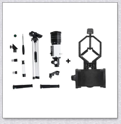 Professional astronomical telescope with adjustable tripod, Barlow lens, and eyepieces for clear, high-resolution views of the night sky