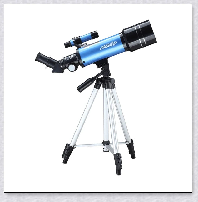 Professional astronomical telescope with adjustable tripod, Barlow lens, and eyepieces for clear, high-resolution views of the night sky