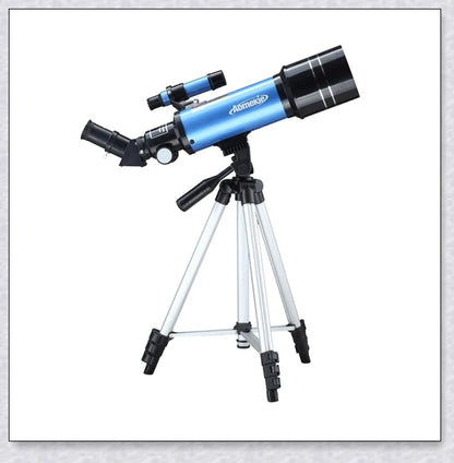 Professional astronomical telescope with adjustable tripod, Barlow lens, and eyepieces for clear, high-resolution views of the night sky