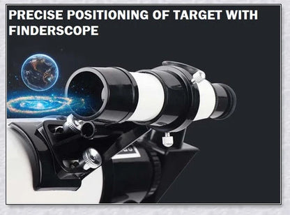 Professional astronomical telescope with adjustable tripod, Barlow lens, and eyepieces for clear, high-resolution views of the night sky
