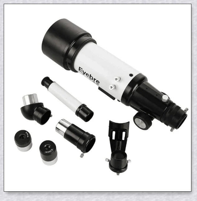 Professional astronomical telescope with adjustable tripod, Barlow lens, and eyepieces for clear, high-resolution views of the night sky