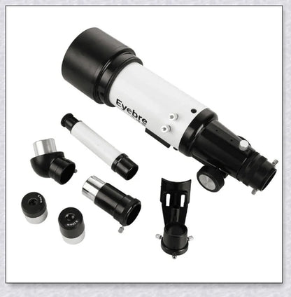 Professional astronomical telescope with adjustable tripod, Barlow lens, and eyepieces for clear, high-resolution views of the night sky
