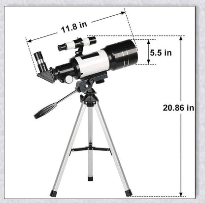 Professional astronomical telescope with adjustable tripod, Barlow lens, and eyepieces for clear, high-resolution views of the night sky