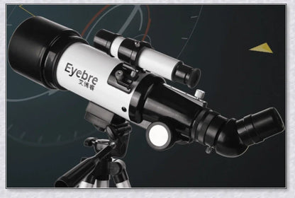 Professional astronomical telescope with adjustable tripod, Barlow lens, and eyepieces for clear, high-resolution views of the night sky