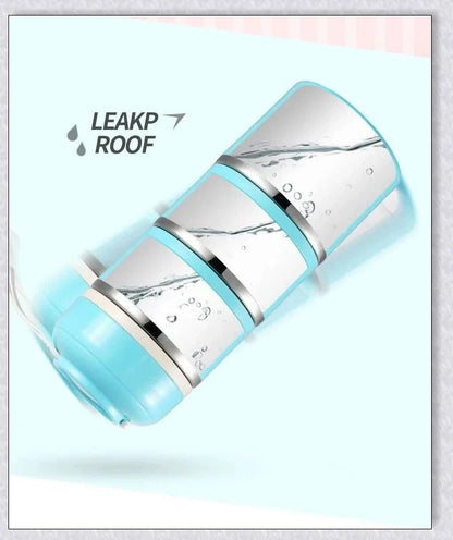 Food Thermos Lunchbox Tower with multiple color and layer options, featuring a stainless steel inner material and thermal insulation for keeping food hot or cold for up to 4 hours.