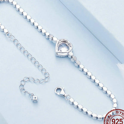 A close-up image of the New Sparkling Love Zirconia Bracelet, showcasing its exquisite sterling silver construction and sparkling zirconia stones.