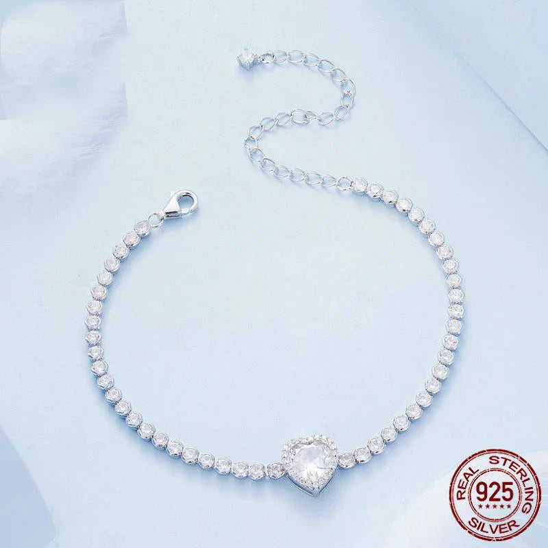 A close-up image of the New Sparkling Love Zirconia Bracelet, showcasing its exquisite sterling silver construction and sparkling zirconia stones.