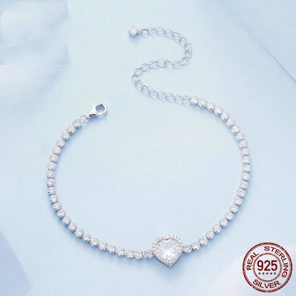A close-up image of the New Sparkling Love Zirconia Bracelet, showcasing its exquisite sterling silver construction and sparkling zirconia stones.