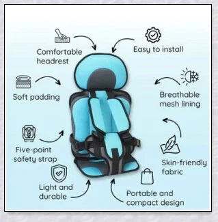 Infant Safe Portable Car Baby Safety Seat with 5-point harness, adjustable straps, and plush padding for maximum comfort and protection