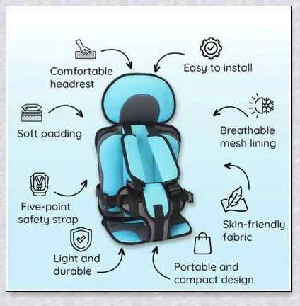 Infant Safe Portable Car Baby Safety Seat with 5-point harness, adjustable straps, and plush padding for maximum comfort and protection