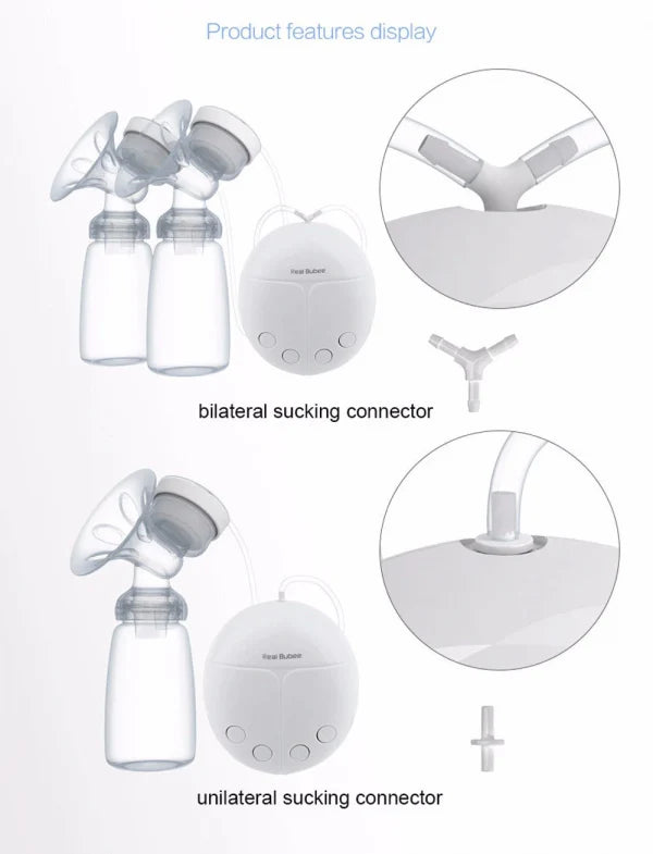 Electric Breast Double Pump with Dual-Suction Design, Soft Massage Cushions, and Multiple Power Options for Convenient Breastfeeding