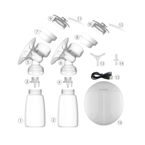 Electric Breast Double Pump with Dual-Suction Design, Soft Massage Cushions, and Multiple Power Options for Convenient Breastfeeding
