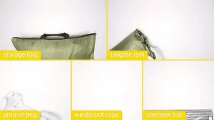 Car Trunk Extension Tent made from durable 210D polyester Oxford fabric with a 2000PU waterproof rating and UV-resistant coating, providing a comfortable and versatile shelter for outdoor adventures.