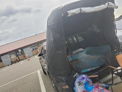 Car Trunk Extension Tent made from durable 210D polyester Oxford fabric with a 2000PU waterproof rating and UV-resistant coating, providing a comfortable and versatile shelter for outdoor adventures.
